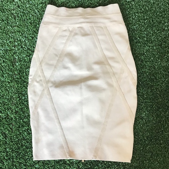 Nude Bandage Skirt with gold zipper - Picture 7 of 8